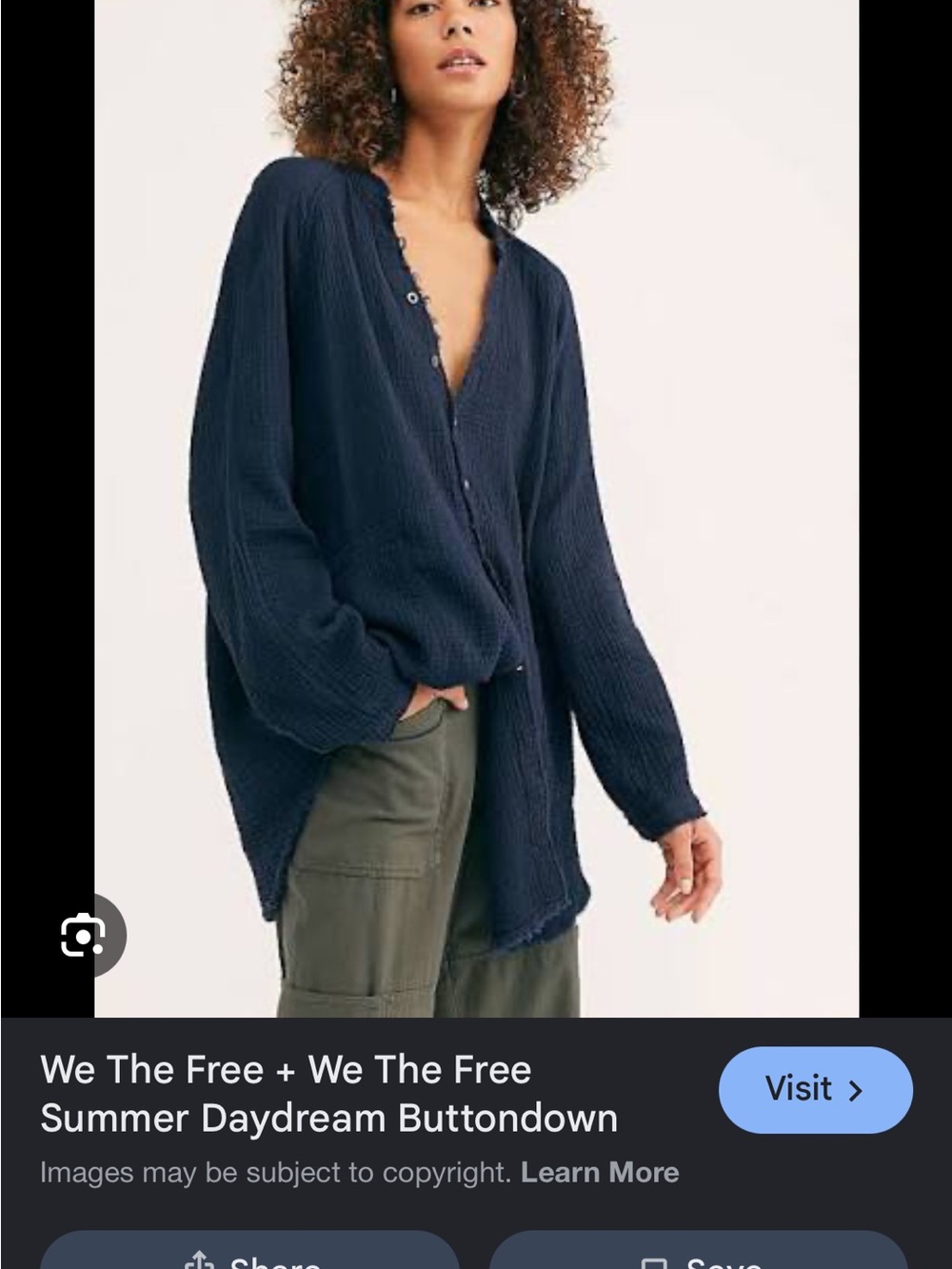 We The Free Summer daydream  Crinkled Buttondown Shirt M